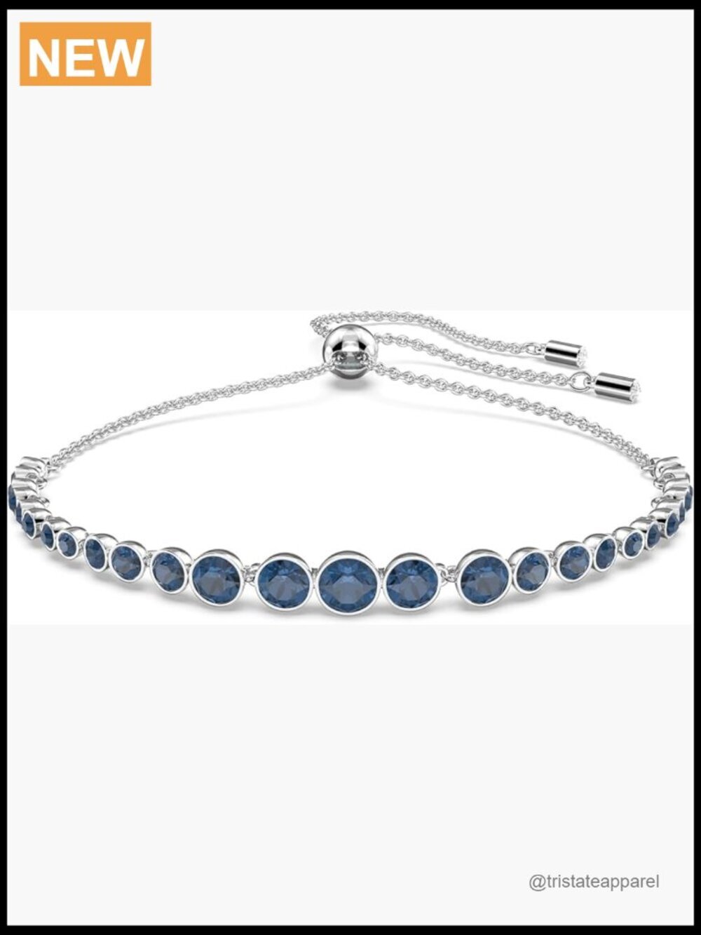 Genuine Crystal Tennis Bracelet Rhodium Slide Clasp